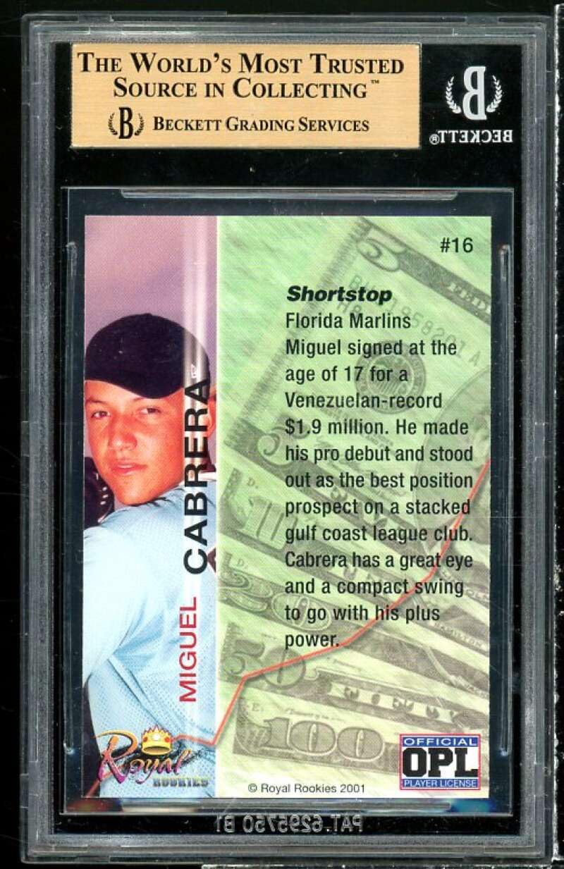 Amazon.com: Miguel Cabrera Rookie Card 2001 Royal Rookie Futures